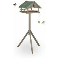 relaxdays Vogelhaus Vogelfutterhaus mit Ständer, braun