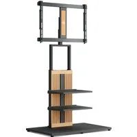 FITUEYES TV-Ständer TV-Standfuß mit verstellbarer Ablage, 55-88 Zoll, (bis 88,00 Zoll, höhenverstellbar, ±30° schwenkbar, aus Buchenholz)