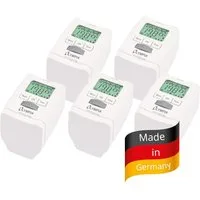 OLYMPIA OFFICE Heizkörperthermostat HT 430-22 5er Set Elektronisch Heizungsthermostat programmierbar smart, (inkl. Adapter: Danfoss RA, Danfoss RAV, Danfoss RAVL) Heizkörper Heizungsregeler, Thermostat, Heizkörperthermostat, Batterie