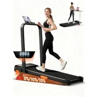 UMAY Laufband 15 % klappbares Laufband, 6-in-1-Kipplaufband (mit Bürstenlosem Motor, Walking Pad mit Steigung max. Belastung 136 kg)