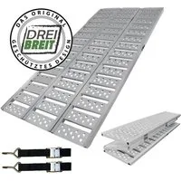 TRUTZHOLM Auffahrrampe DREIBREIT 2-fach klappbar 215 cm Tragkraft 1020 kg Alu gelocht gerillt (1-St., Inkl. 2x Spanngurt), klappbar