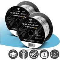 STAHLWERK Schweißdraht 2er Set FLUX Fülldraht E71T-GS 0,9 mm 1 kg Drahtrolle D100 MIG MAG, (Packung), chemische Zusammensetzung garantiert bessere Schweißergebnisse