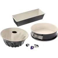 Dr. Oetker Küchenhelfer Backform Back-Trend, (Set 3-tlg), (je 1 Gugelhupfform, Springform, Kastenform), Stahlblech