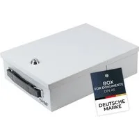 HMF Geldkassette Abschließbare Dokumentenkassette DIN A5, Dokumentenbox, 27 x 20,5 x 8 cm, Lichtgrau