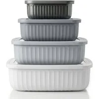 Arendo Frischhaltedose mit Deckel & Ventil, 4er Set, Vorratsdosen, Lunchboxen, auslaufsicher, Kunststoff, (Set, 4-tlg., 4 Größen (3 L, 1,7 L, 0,92 L, 0,42 L), stapelbar, BPA-Frei), Mikrowellen, Gefrier & spülmaschinengeeignet, lebensmittelecht