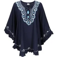 Guru-Shop Longbluse Bestickter Hippie Poncho, Tunika, Kaftan,.. alternative Bekleidung