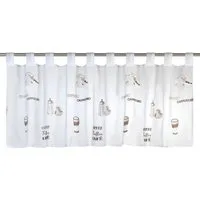 ELBERSDRUCKE Scheibengardine Bistrogardine mit Schlaufen Espresso weiß-braun 48 x 140 cm (1 St), Schlaufen, transparent, Polyester, Cafe-Motive, modern, bedruckt, Sichtschutz
