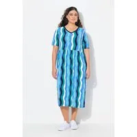 Ulla Popken Jerseykleid Midikleid Wellenmuster A-Linie V-Ausschnitt