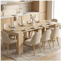 HOMCOM Esstisch Ausziehbarer Esszimmertisch 48-240 x 90 cm (Küchentisch, 1-St., 1 Tisch), für bis zu 10 Personen, mit Holzoptik, 4 Erweiterungsplatten