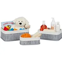 relaxdays Aufbewahrungskorb Bad 3 teiliges Set, grau