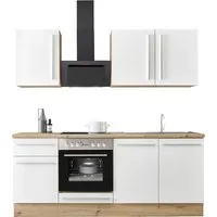 KOCHSTATION Küchenzeile KS-Florida mit 38mm starker Arbeitsplatte, Breite 210 cm, wahlweise mit E-Geräten, mit Soft-Close-Funktion