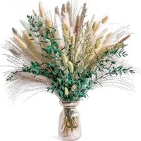 Trockenblume Natürliche Trockenblumen, Boho Deko, 75 Stück Pampasgras Getrocknet, ibettertec, Höhe 43 cm, Trockenblumen Set Pampasgras, Hasenschwanzgras für Hochzeit & Party