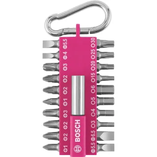 Bosch 21-teiliges Schrauberbit-Set mit Snap-hook, Pink - 2607002821
