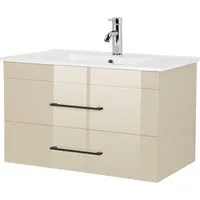 welltime Waschtisch Florenz Badmöbel Badschrank mit Waschbecken, Waschplatz mit 2 Auszügen und Softclose Breite 80cm