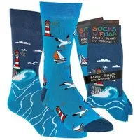 Wowerat Freizeitsocken 2 Paar Fun Socken, Spaß mit Socken, Küstenglück, für Damen & Herren