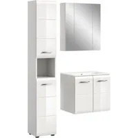 welltime Badezimmer-Set, (Set, 4-St., Hochschrank, Waschtisch inkl. Waschbecken, Spiegelschrank), Bad-Kombination, Bad-Möbel, Badezimmer, Kombination, Kombi