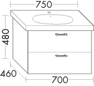 Burgbad Waschtischunterschrank Sys30 PG4 Sana 480x700x460 Eiche Hellgrau, WVZA070F3446 WVZA070F3446