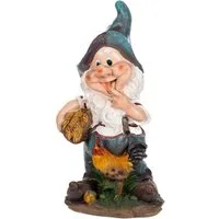 BIRENDY Dekofigur Großer Zwerg Gartenzwerg XL Gartenwichtel Huhn Groß 41cm Gartenfigur
