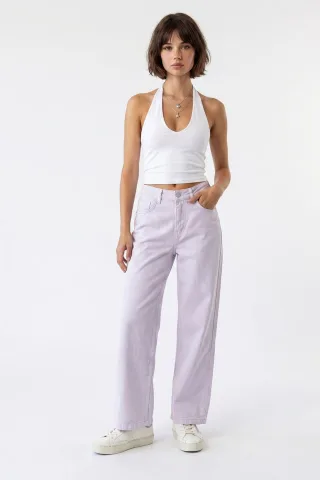 Hochtaillierte Weite Jeans aus Baumwolle