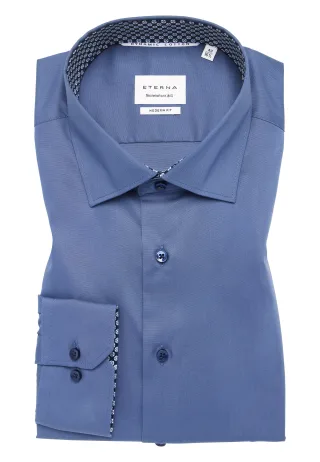 ETERNA - Dynamic Cotton Popeline Langarm denim - Gr. - 41/Langarm - 65cm