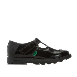 Kickers Kinder Fragma T-Bar Patent Schuhe für Mädchen in Schwarz