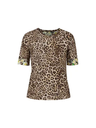 Marc Cain Sports - Körpernahes T-Shirt mit Leo-Print granola - Gr. - 46