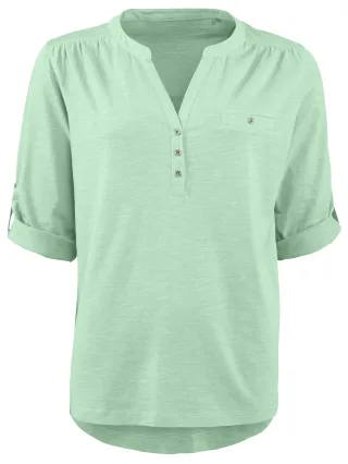 STOOKER WOMEN 3/4-Arm-Shirt "MARIE T-Shirt 3/4 - Arm" Regular Fit Slub Yarn Baumwolle Henley Shirt Knopfleiste für Damen