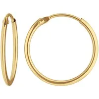 Schmuck Krone Paar Creolen Paar Ohrringe Creolen rund schlicht aus 750 Gelbgold 17x1,3mm, Gold 750