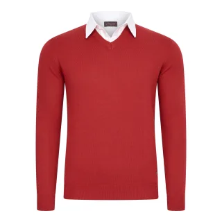 Cappuccino Italia Mock-Pullover für Herren. Der Pullover besteht aus 50% Baumwolle und 50% Polyester und hat eine normale Passform. Der Pullover hat einen Hemdkragen, der an den Pullover angenäht ist. Marke: Cappuccino ItaliaModellname: Mock Pullover