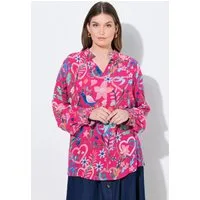 Ulla Popken Longbluse Tunika Blüten Tunika-Ausschnitt Langarm