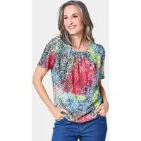 GOLDNER Druckbluse Farbbrillante Druckbluse mit liebevollen Details
