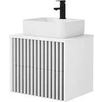 UEV Waschtisch mit Unterschrank hängend Keramik Waschbecken (Packung, Komplett-Set Badmöbel, Badezimmmer Schrank), Waschbeckenunterschrank mit Wasserhahn und Pop-up-Ablassventil