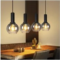 Nettlife Pendelleuchte Vintage Esstisch Glas Schwarz Industrial E27 Wohnzimmer, Höhenverstellbar, LED wechselbar, Esstischlampe für Wohnzimmer Küche