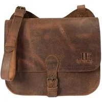 LECONI Umhängetasche Schultertasche Damen Herren Ledertasche Echt Leder klein LE3061, Schnallenverschluss – verstellbarer Schulterriemen – 29×23×11 cm