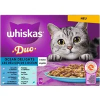 Whiskas WHISKAS® Portionsbeutel Multipack Duo Ocean Delight in Gelee 12 x 85g, Nassfutter für: Katze