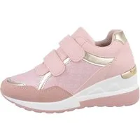 Ital-Design Damen Low-Top Freizeit Sneaker (85698445) Keilabsatz/Wedge Sneakers Low in Rosa