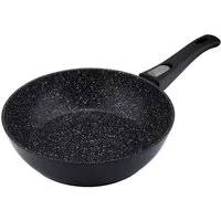 RESTO Kitchenware Bratpfanne Aries, tiefe Wokpfanne mit vierschichtiger Marmor-Antihaftbeschichtung, Aluminium (1-tlg), mit einem abnehmbaren Griff - backofenfest, spülmaschinenfest