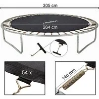 Arebos Hochsprungmatte für Trampolin Gestell Ø 305 cm 54 Ösen 140 mm Federn, Maximale Belastbarkeit: 150 kg