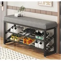 HTI-Living Schuhregal Metall 2 Ebenen mit Sitzkissen Grau, 1 Stück 1-tlg., Sitzbank