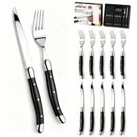 HOMELUX Besteck-Set Besteck set,Steakbesteck,ergonomische Haptik, Wellenschliff-Messer (12-tlg), 6 Personen, Edelstahl, Spiegelpoliert,Verspieltes Griff-Design,hochwertiger Besteckkasten