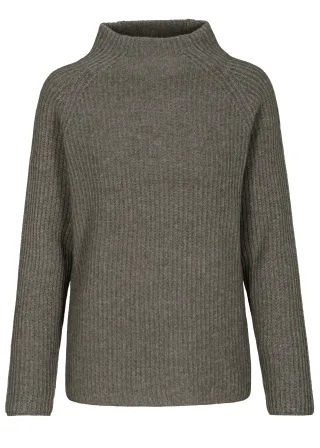 IN LINEA - NOS Pullover, Stehbund,1/1-Arm 745 taupe mel. - Gr. - 36