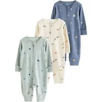 Next Schlafoverall Babyschlafanzüge mit Zweiwege-RV, 3er-Pack (3-tlg)