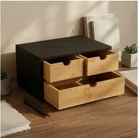 BOXIMO Organizer Bambus-Organizer für den Schreibtisch HEGO, 16 cm, mit 3 Schubladen