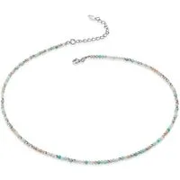 Materia Choker Edelstein Kugelkette Amazonit Mondstein Rhodonit CO-37, längenverstellbar