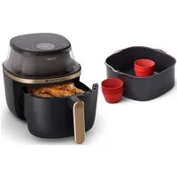 Philips Heißluftfritteuse Airfryer 3000 NA342/00, mit 7.2L, Sichtfenster, 2000 W, RapidAir Plus Technologie und 16 Kochfunktionen, Schwarz/Kupfer