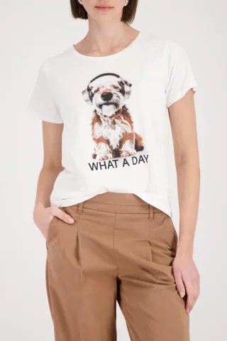 monari - T-Shirt Hund-Print und Strasssteinen - Gr. - 42