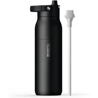 BRITA Trinkflasche BRITA LARQ Essential Trinkflasche (1L) mit Strohhalm, Edelstahl Wasserflasche mit doppelwandiger Isolierung - hält 24h kalt