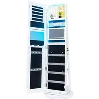 COSTWAY Schmuckschrank mit Spiegel, verstellbaren LED, drehbar, abschließbar