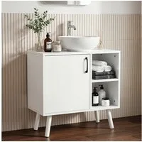 oyajia Waschbeckenunterschrank Badezimmerschrank 60 x 30 x 61 cm, mit 1 Türen, 2 Fächern (Badezimmerschrank Waschbeckenunterschrank Badschrank Unterschrank) mit Füßen