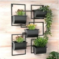 DanDiBo Blumenständer Kräuterregal Küche Wand Metall Schwarz 96525 Blumenregal Wandregal